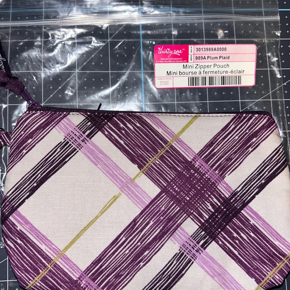 Thirty-One Purple and White Cosmetic Bag